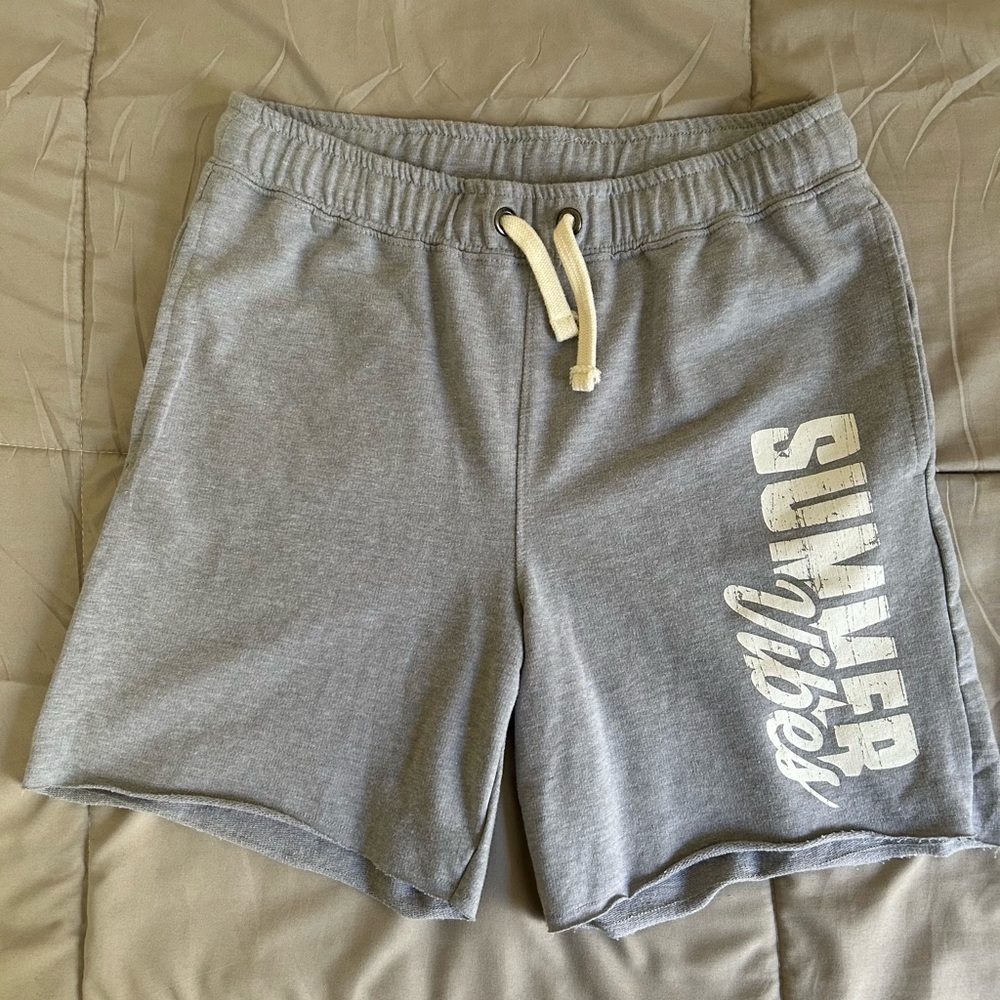 Cat & Jack Gray Kids Shorts with White Print, Size 14 (XL)